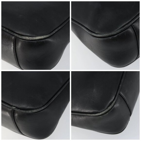 GUCCI Bamboo Hand Bag Leather 2way Black Gold Auth 143579 - Picture 15 of 16